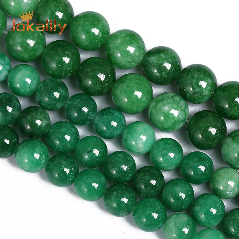 

Natural Green Emerald Jades Beads For Jewelry Making Round Loose Stone Beads DIY Bracelet Necklace Accessories 4 6 8 10 12mm 15"
