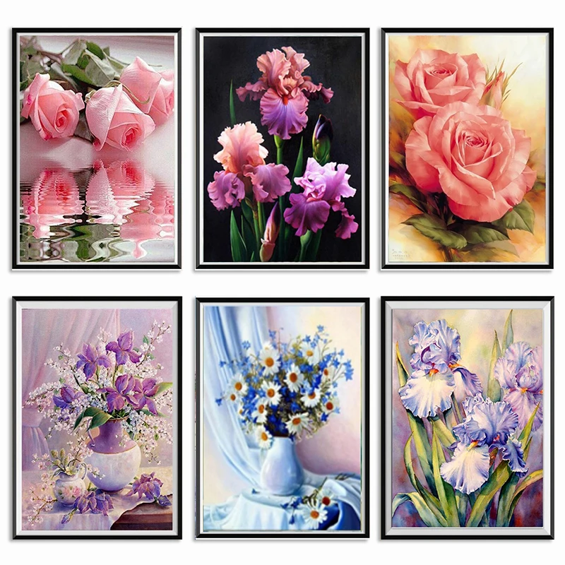 

Mosaic Pattern Diy Rose Flower Diamond Art Embroidery Flowers Diamond Painting Cross Stitch Home Decoration Christmas Gift Ll60