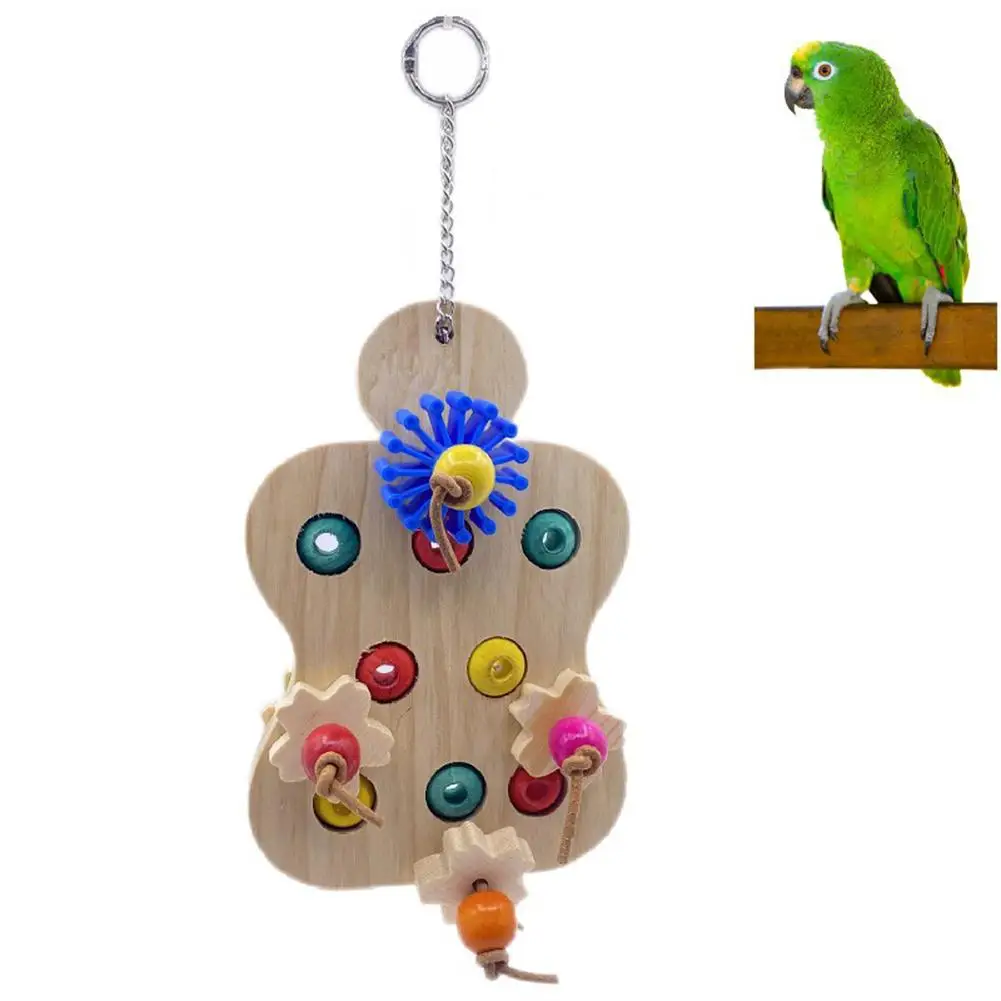 

Игрушка-пазл из натурального дерева в виде попугаев, игрушки для жевания, Интерактивный Обучающий тренажер для птиц, товары для облегчения скуки