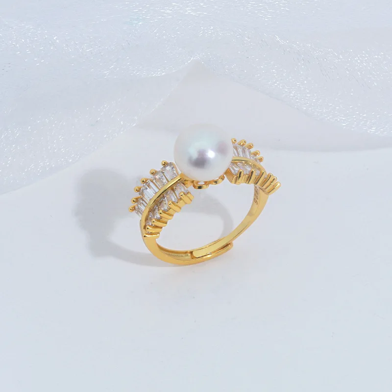 

Icnway натуральный белый 9-9,5 мм круглый пресноводный жемчуг S925 серебро и золотой цвет кольцо оптовая продажа