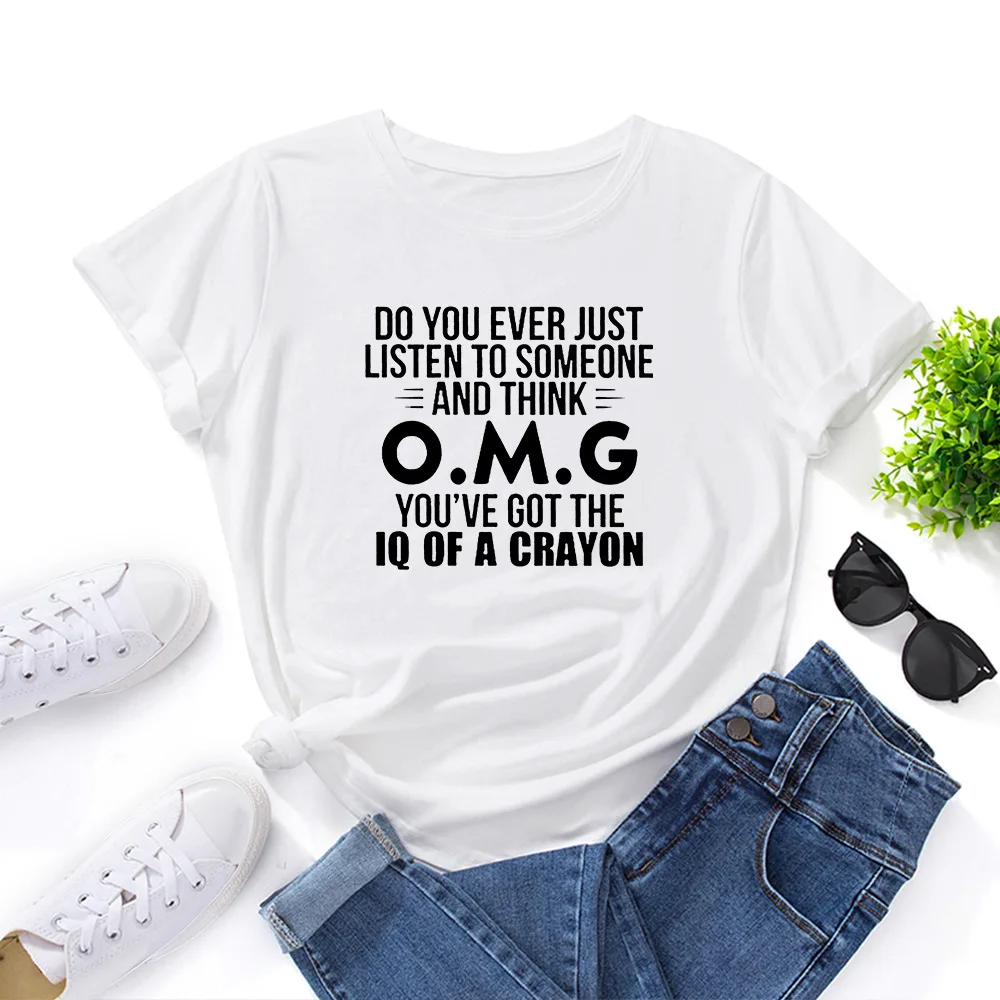 

Женская хлопковая футболка с коротким рукавом, круглым вырезом и принтом букв