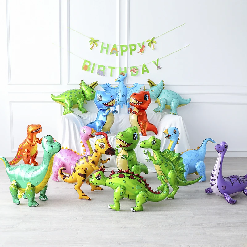 

1pc 4D Standing Dinosaur Foil Balloons Dinosaur Theme Birthday Party Decoration Balloons Jungle Animal Party Globos Kids Toys