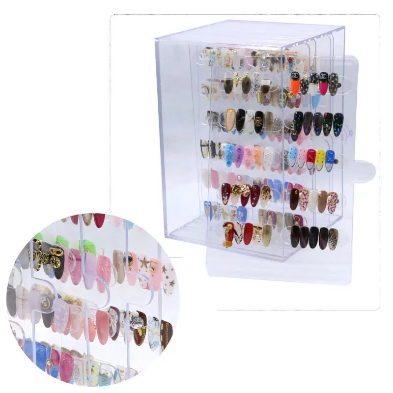 

5 layers Nail Color display board Acrylic Nail Tips collection stand Professional dust-proof Nail tips polish display rack