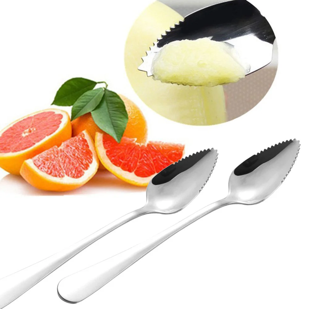 

Home Thick Stainless Steel Grapefruit Spoon Ice Cream Dessert Spoon Serrated Edge Fruit Coffee Stirring Spoons Tea Spoons