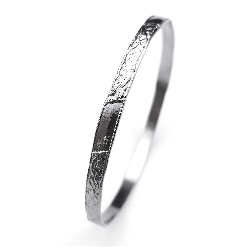 Минималистичный браслет из нержавеющей стали с резьбой для женщин и мужчин