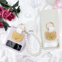 frosted bear mobile phone case suitable for samsung zflip3 mobile phone case galaxy z flip3 skin feeling case mobile phone case