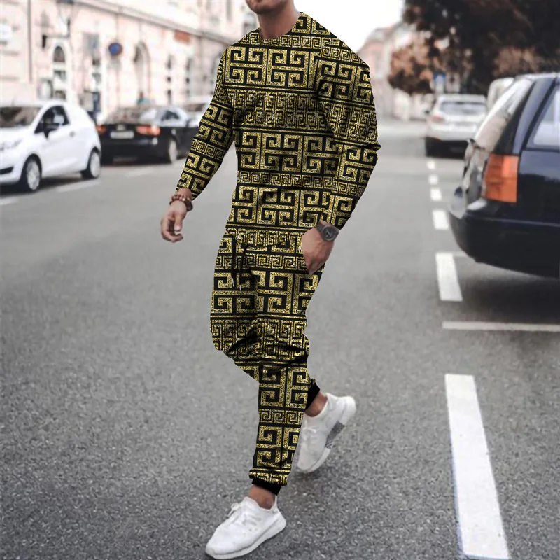 

Autumn Winter 3D Printing 2022 Men's Printing Fashion Sportswear Long Sleeve + Casual Pants High Quality Sweater 2 Piece Set