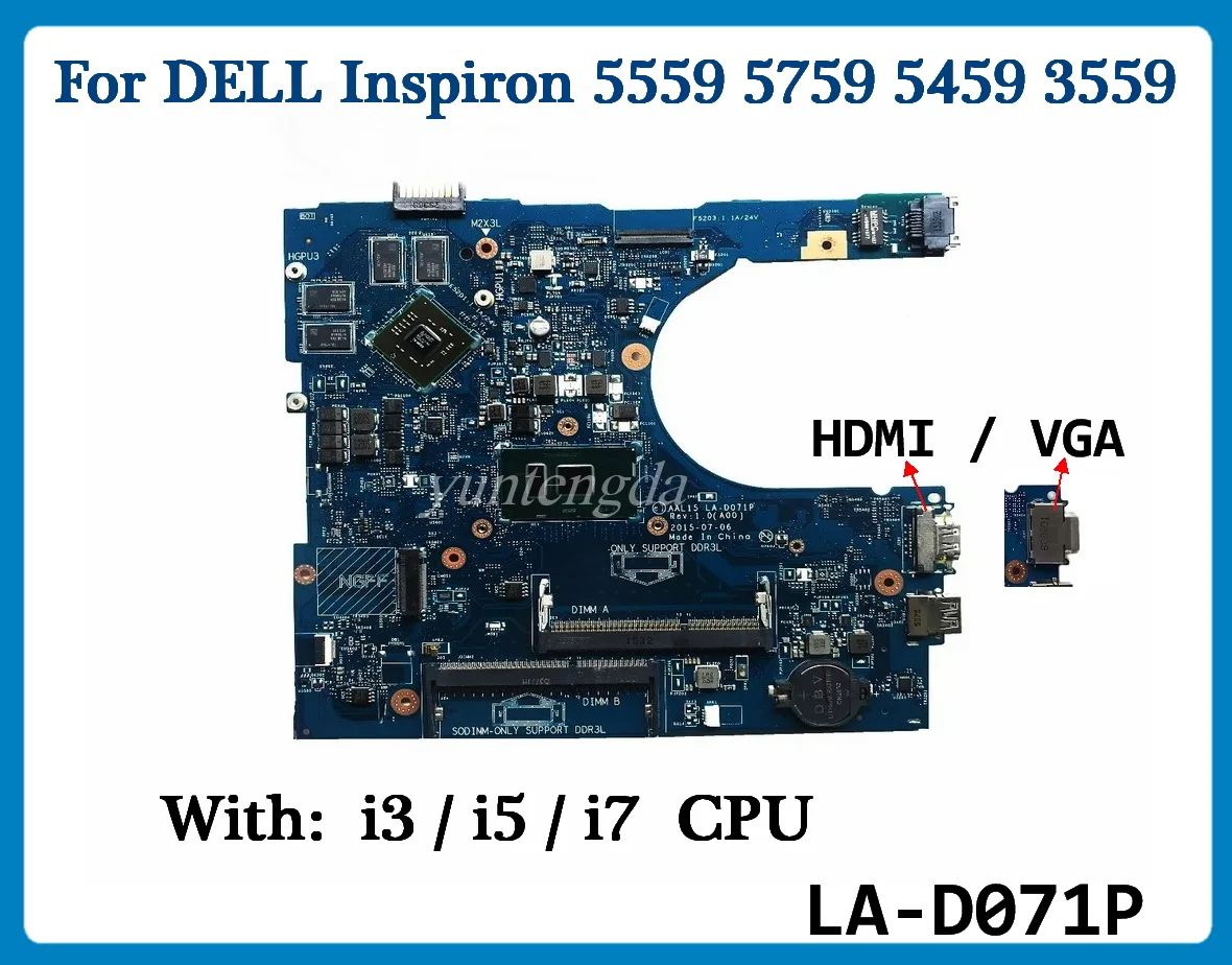 

Материнская плата для ноутбука с процессором i3 i5 i7 6-го процессора R5 M335 GPU 5559