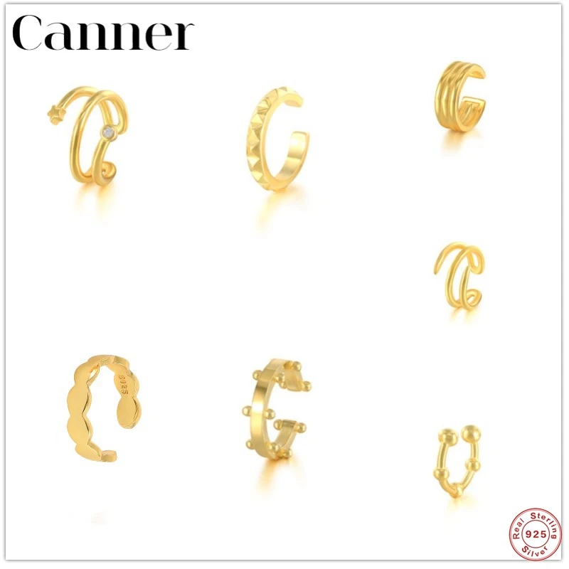 

Canner 1pcs Earcuff 925 Sterling Silver Earrings for Women Geometric Clip On Earrings No Piercing Cartilage Pendientes Plata W5