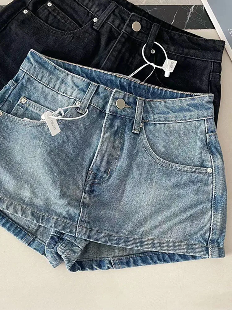 Женская джинсовая юбка винтажная классическая А-силуэта весна-лето 2000