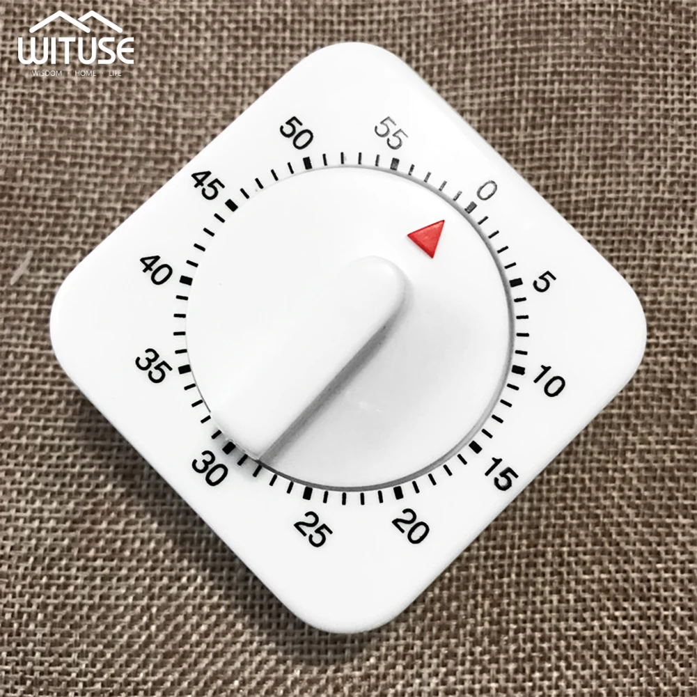 

1PC Kitchen Timer 60 Minutes White Square Digital Screen Mechanical Timer Count Down Alarm Reminder Kitchen Cooking Accessories