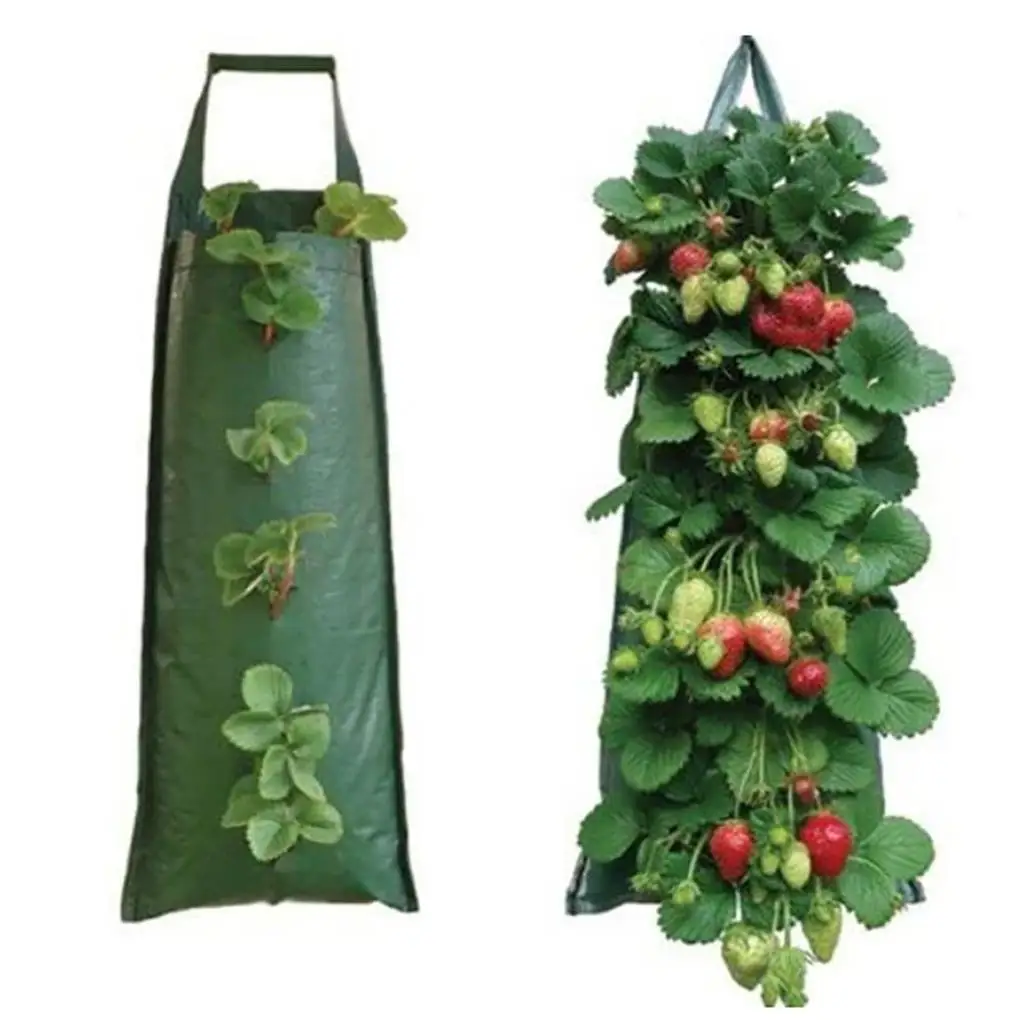 

2 Pieces Strawberry Bags Garden Potato Plant Growing Bag Wall Hanging Flower Pouch Container Planter for Outdoor