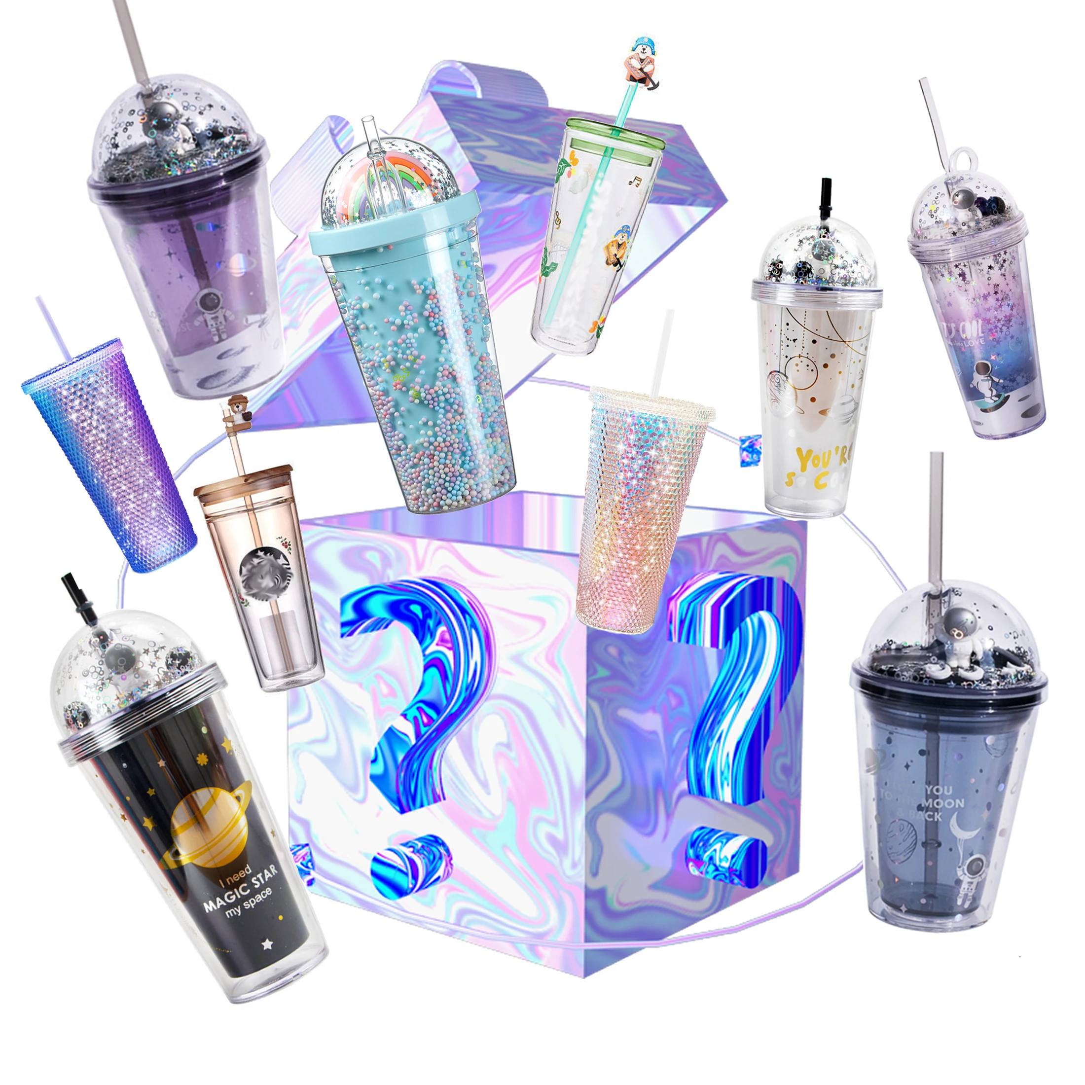 

Коробка с изображением таинства для кофе, с соломенными чашками, для подарков