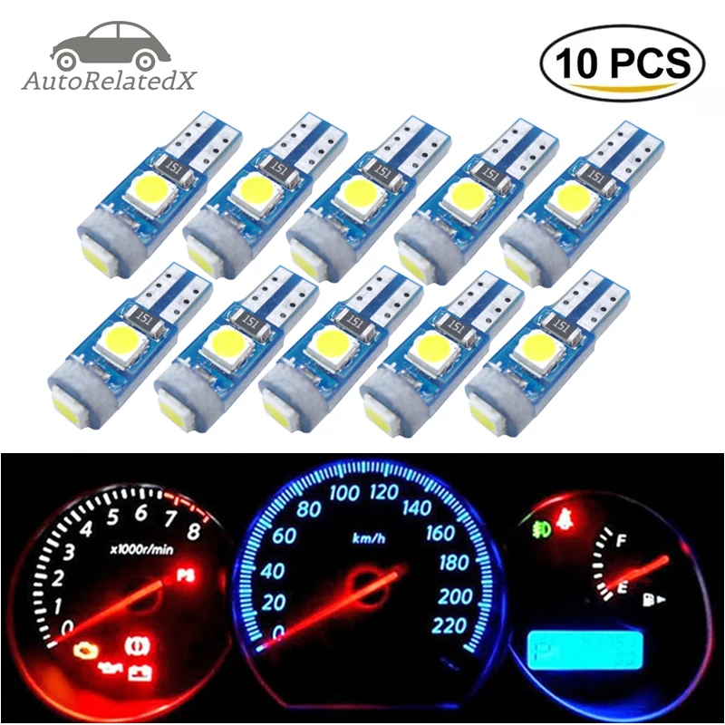 

10pcs T5 Led Bulb Car Interior Dashboard Lights Warming Indicator Lamp For Volkswagen Vw Jetta Golf 4 5 6 7 Mk4 Mk5 Mk6 Mk7