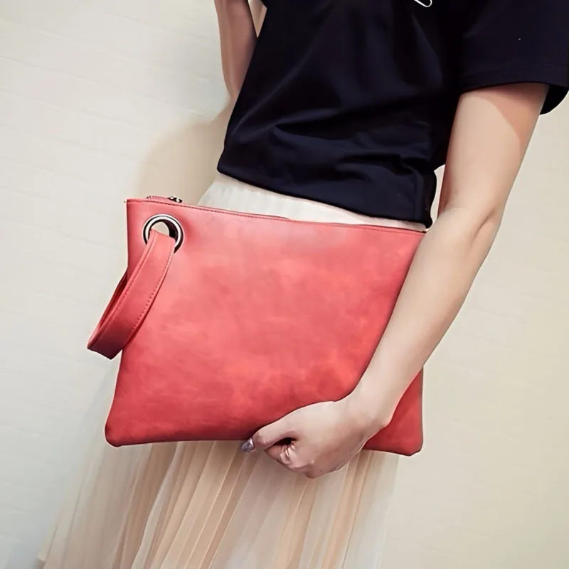 Retro Leather Wristlet Clutch Purses Wallet For Women Large-Capacity Women'S Evening Bag Female Dinner Bag Clutch Envelope Bag