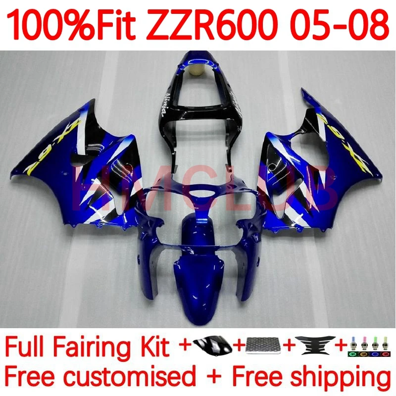 

Инъекция OEM для KAWASAKI NINJA ZZR-600 ZZR600 ZZR 600 600CC 2005 2006 2007 2008 ZX600 05 06 07 08 обтекатель 54No.14 синий в наличии