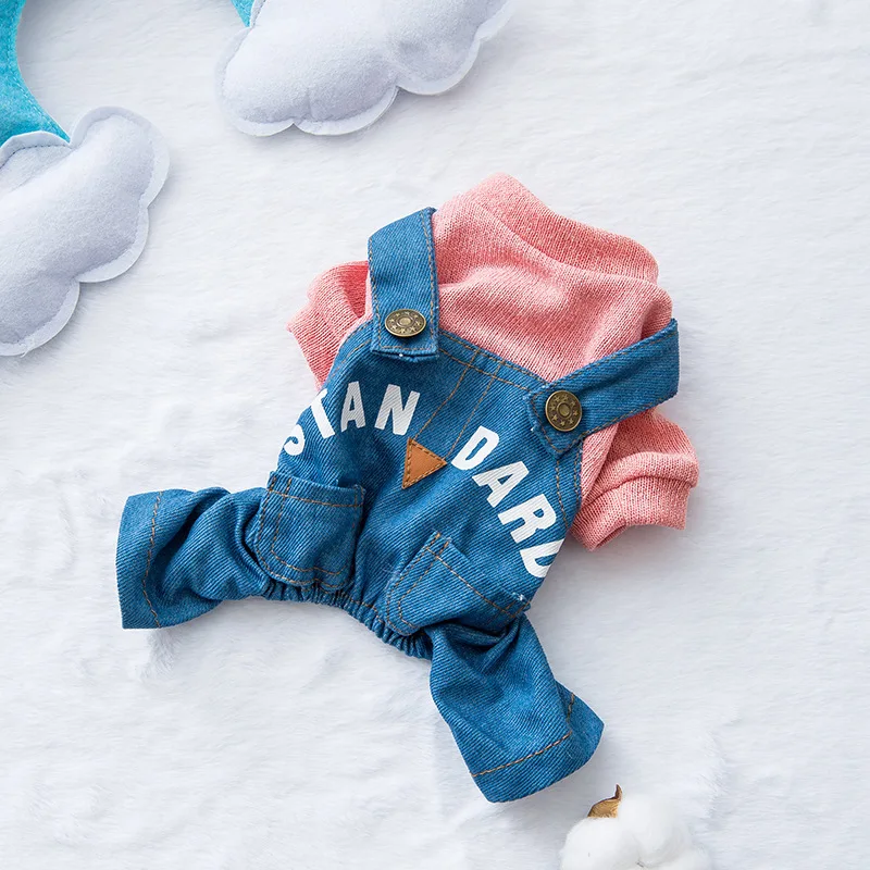 

Зимняя одежда для домашних животных, весенние и осенние джинсовые нагрудники для собак, одежда для домашних животных, зимний маленький плюш...