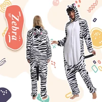 flannel hooded anime one piece hooded jumpsuits pajamas winter pijamas nightclothes animal zebra shape cute adult children