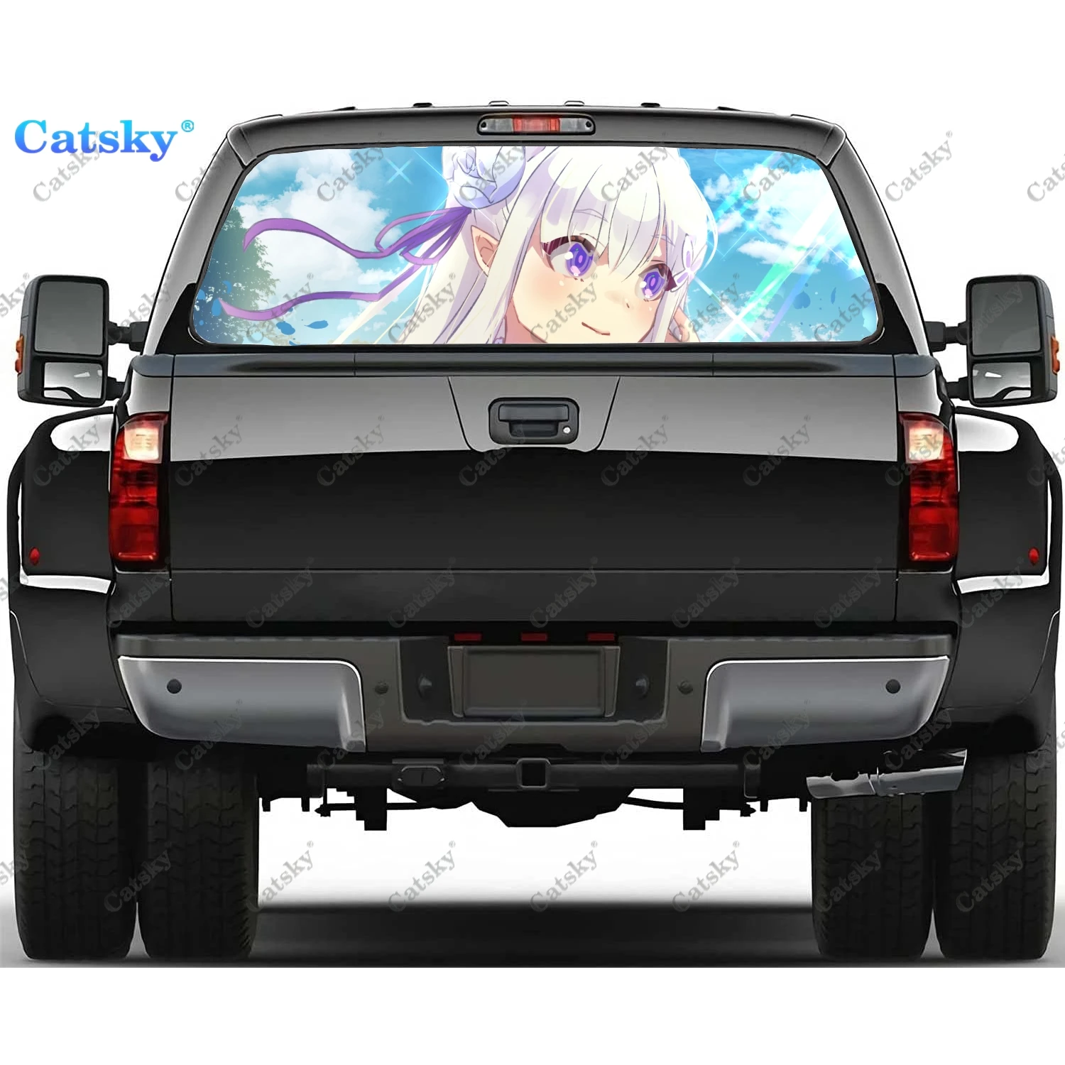 

Аниме Re ZERO милые наклейки на заднее стекло для девочек для грузовика, наклейка на окно пикапа, тинт для заднего стекла графическая перфорированная виниловая наклейка для грузовика