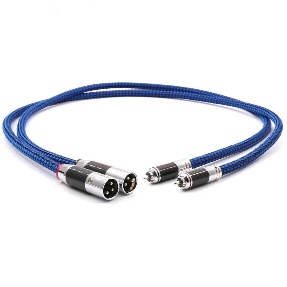 Фото Кабель HiFi Audio RCA-XLR с серебряным покрытием 6N OCC, черный, с разъемами из углеродного волокна, для AV-систем, CD-плееров, акустических систем №3