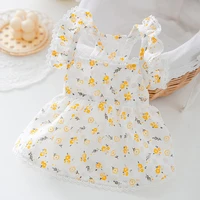 floral dress pet dog clothes cat fresh hollow clothing dogs small chihuahua sweet summer white breathable girl boy chihuahua