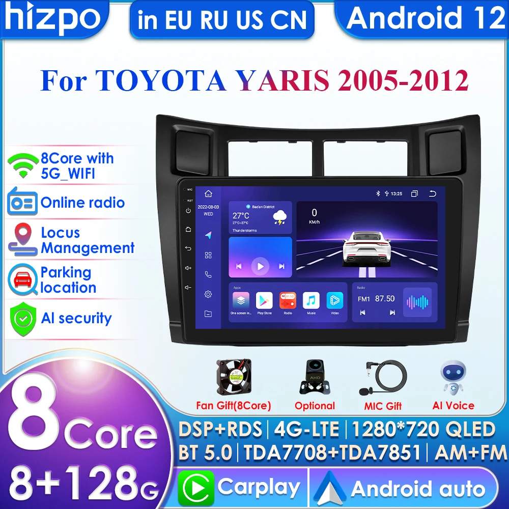 

8-ядерный AI 7862 2din Android Авторадио для Toyota Yaris 2005-2012 автомобильное радио мультимедийный видеоплеер GPS навигатор головное устройство Carplay 4G BT