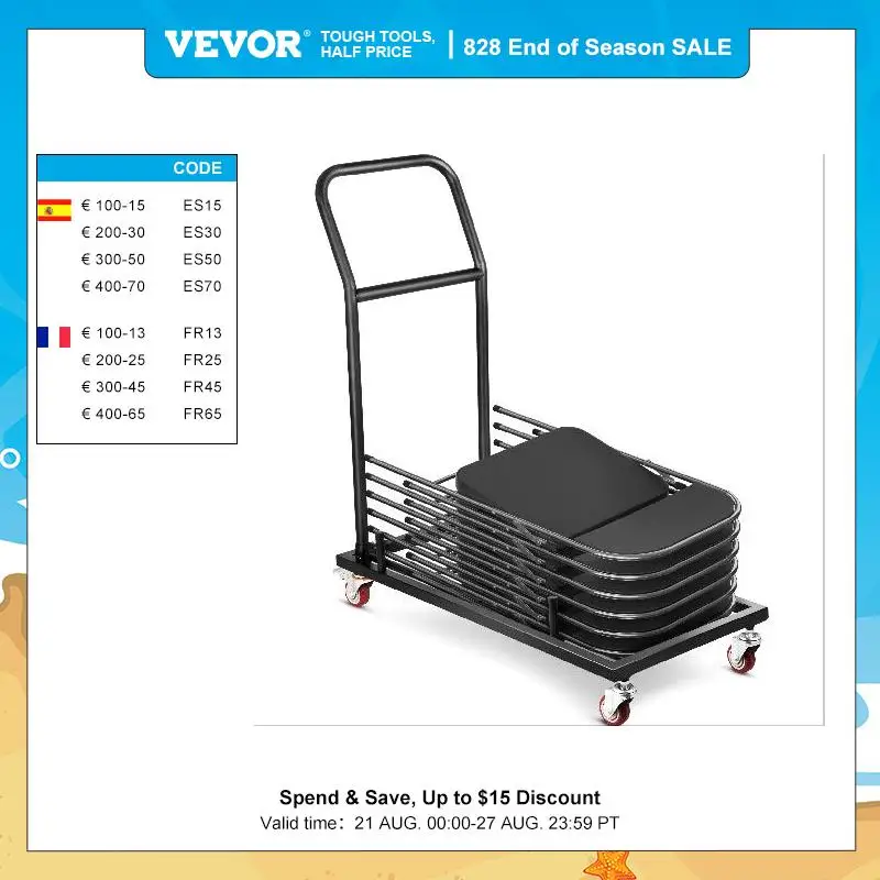 Dolly Storage Stack Up To 36 Folding Chairs Has 2 Rotating C