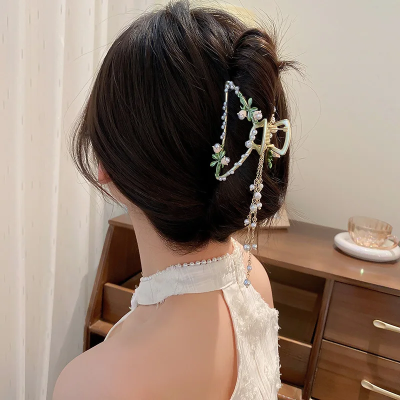 Женские Длинные заколки-крабы для волос золотистые винтажные металлические с