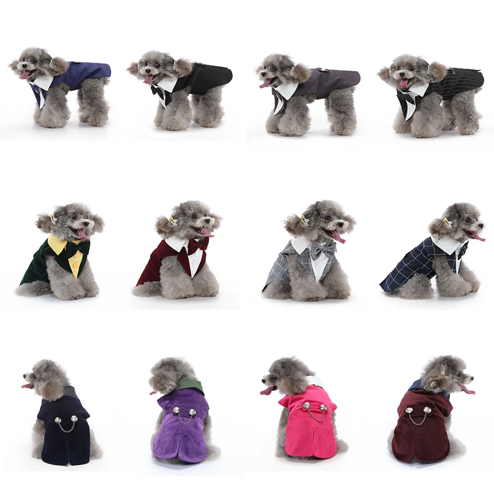 

Christmas Dog Tuxedo Costume Formal Shirt Dog Wedding Jacket Suit Pet Puppy Prince Ceremony Bow Tie Suit Small Dogs Cats Clothes