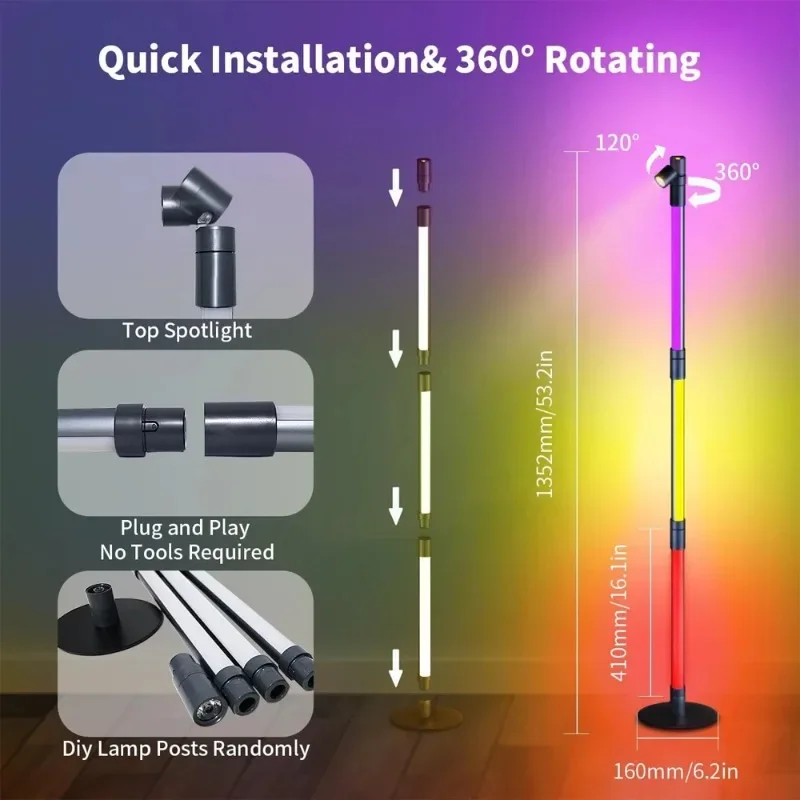 Новая Напольная Лампа с регулируемой яркостью RGB12V светодиодный угловая лампа