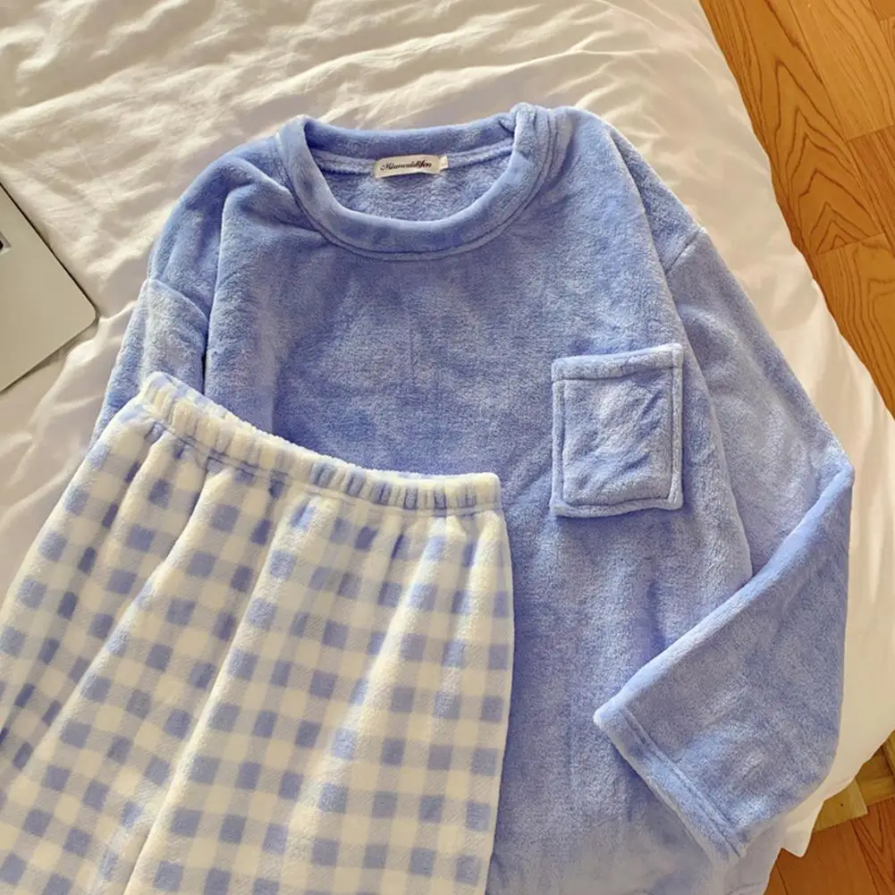 

Velvet Pajama Woman Winter Warm Plaid Pants Flannel Trouser Clothes Suits Two Piece Sleepwear Size Pijamas M-2xl Pyjamas Ho M4s1