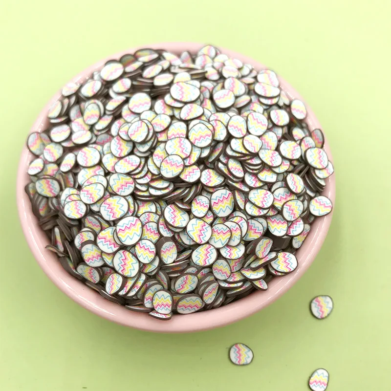 

100g/lot Colorful Egg Slices Polymer Clay Sprinkles for Crafts Making DIY Slime Filling Material Nail Art Decoration 5mm