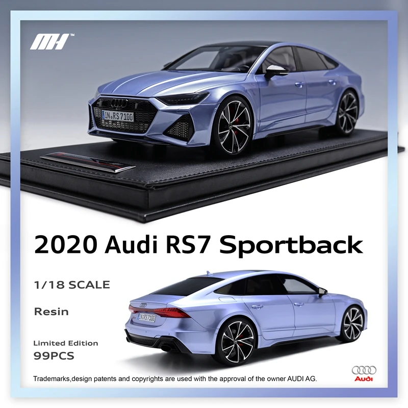 

MotorHelix MH 1:64 Audi RS7 silver blue resin limited car model finished coupe collection gift free shipping