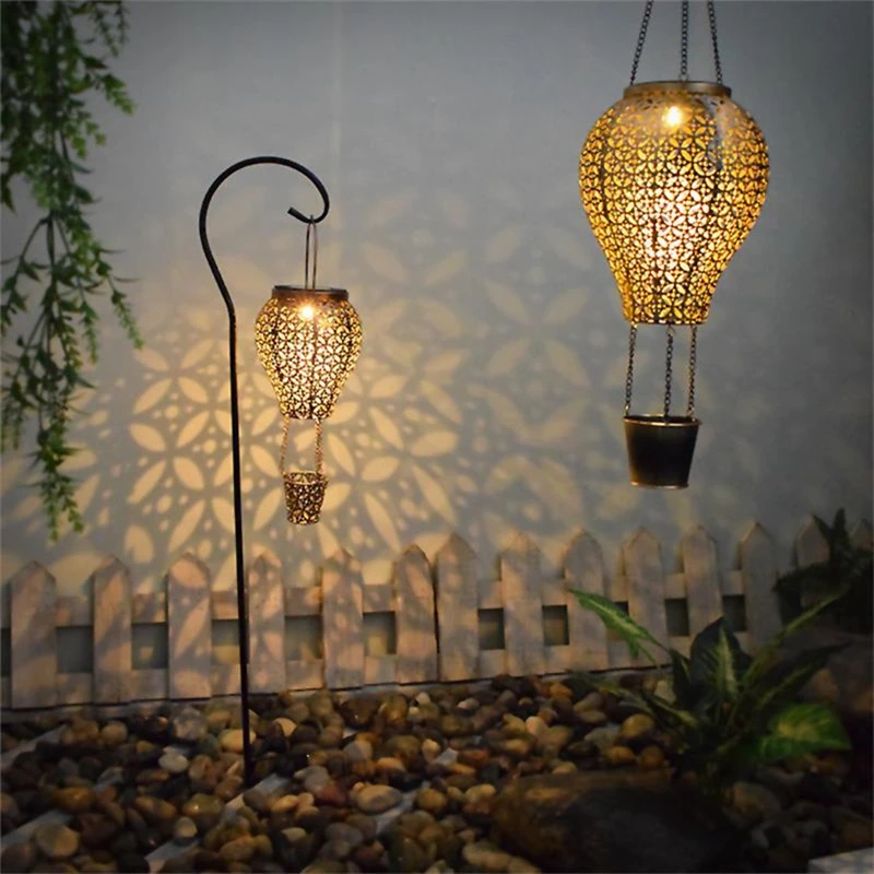 

LED Solar Garden Light Hollow Wrought Iron Air Balloon Lawn Lamp Garden Decoration Patio Waterproof Landscape Yard Party Decor