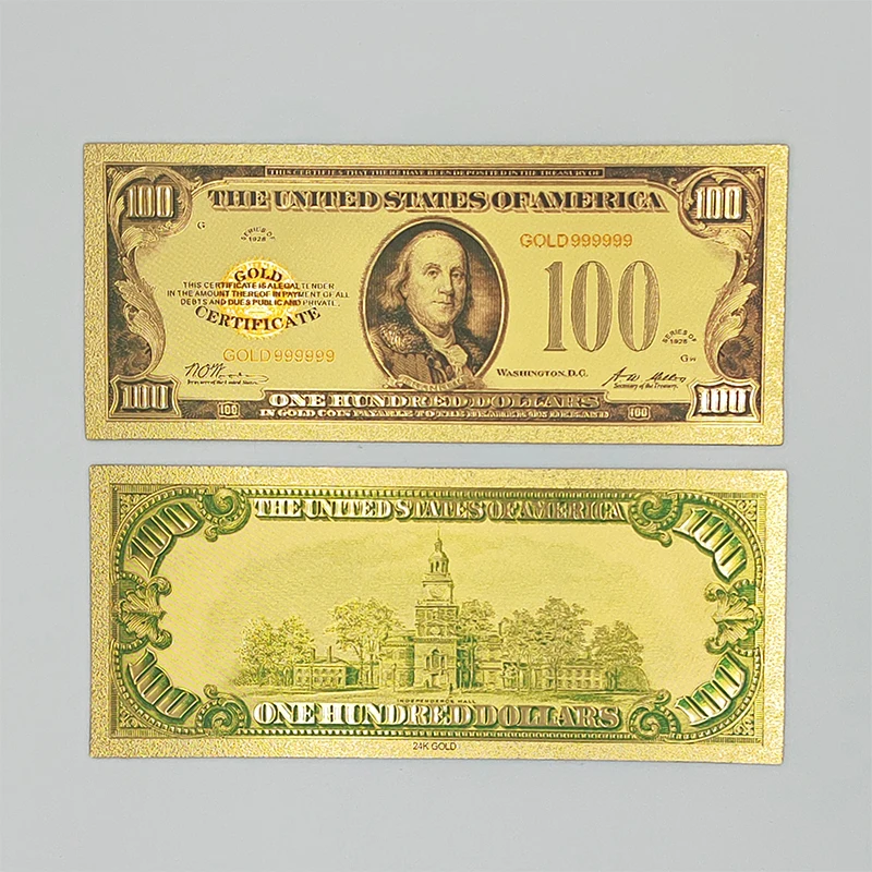 10 Pcs Gold Plated Dollar Bills 1/2/5/10/20/50/100 Denomination Fake Money Collectible Souvenir Gift images - 6