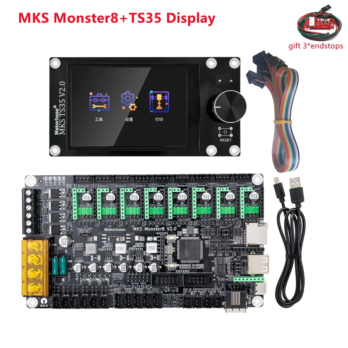 8 Axis Control Plate Mks Ts35 Lcd Touch Screen For Voron