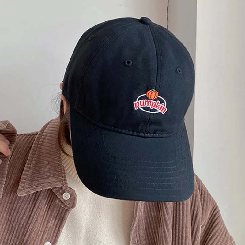 

Fashion Unisex Pumpkin Letters Embroidery Baseball Caps Spring Summer Cotton Snapback Hat Harajuku Hip Hop Sun Hats Streetwear