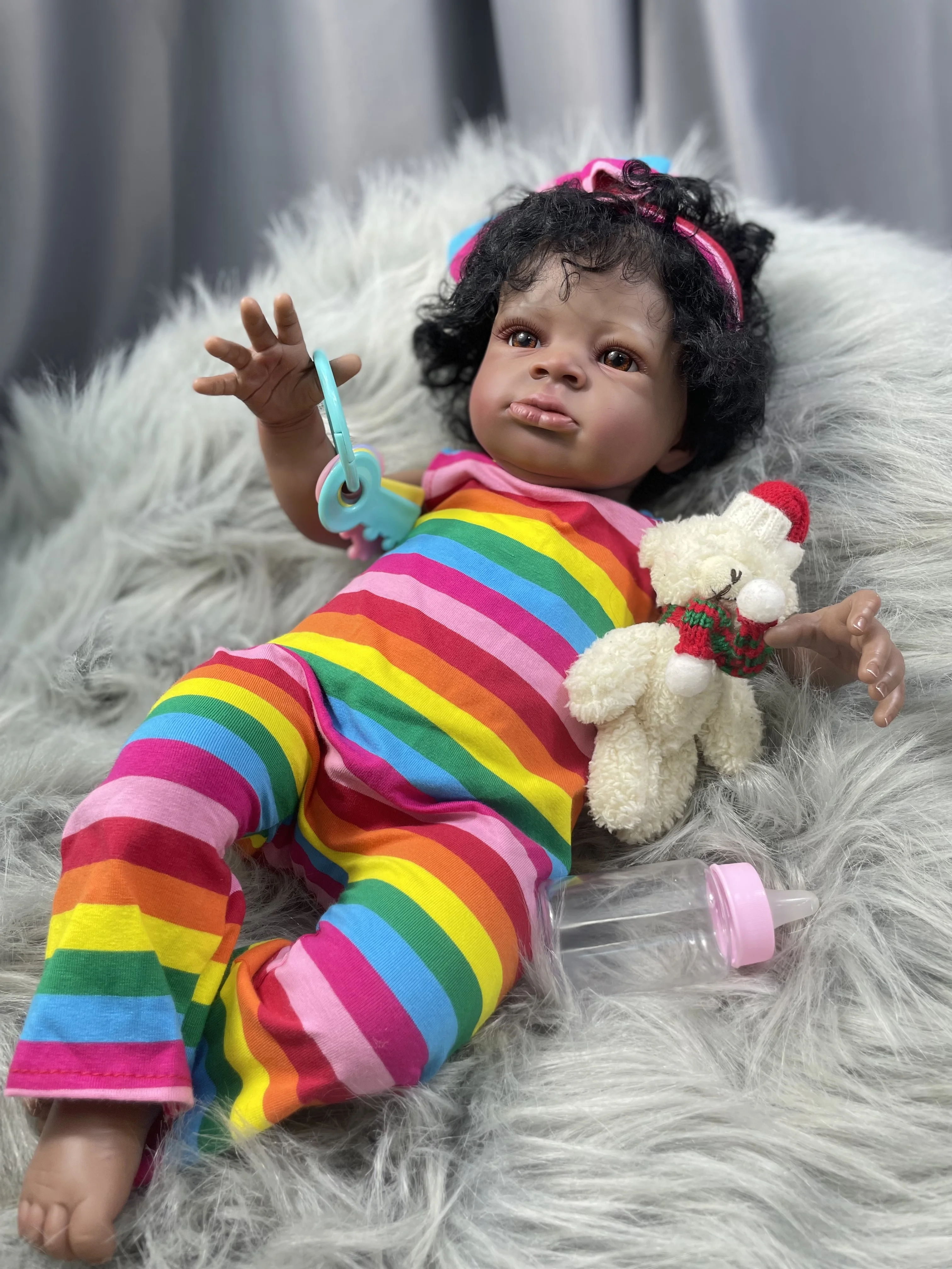 Lanny Dark Skin Girl 50 см кукла реборн для подростков мягкая виниловая плюшевая тема