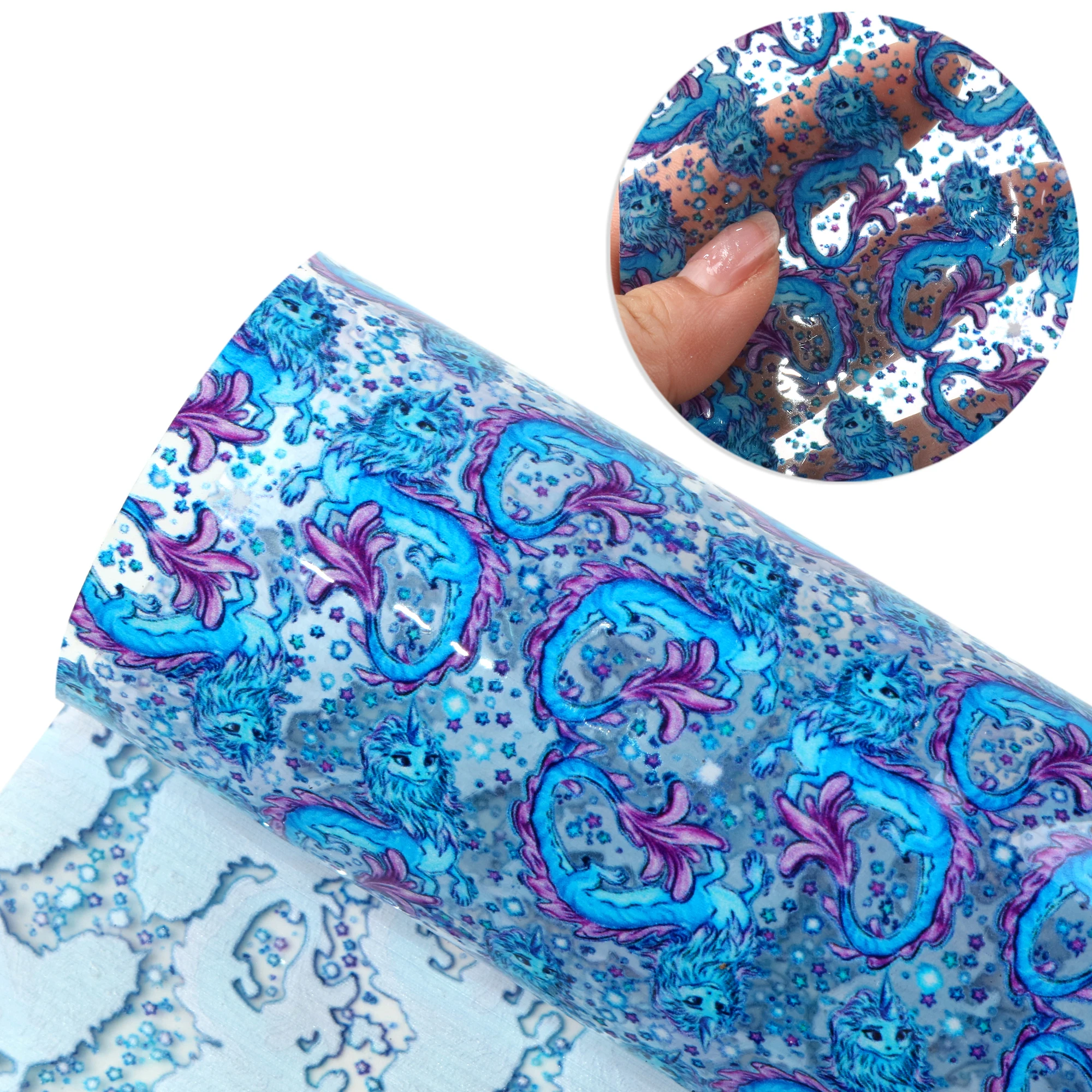 Прозрачная ткань из искусственной кожи с УФ-печатью 20 х33 см | Кожзам