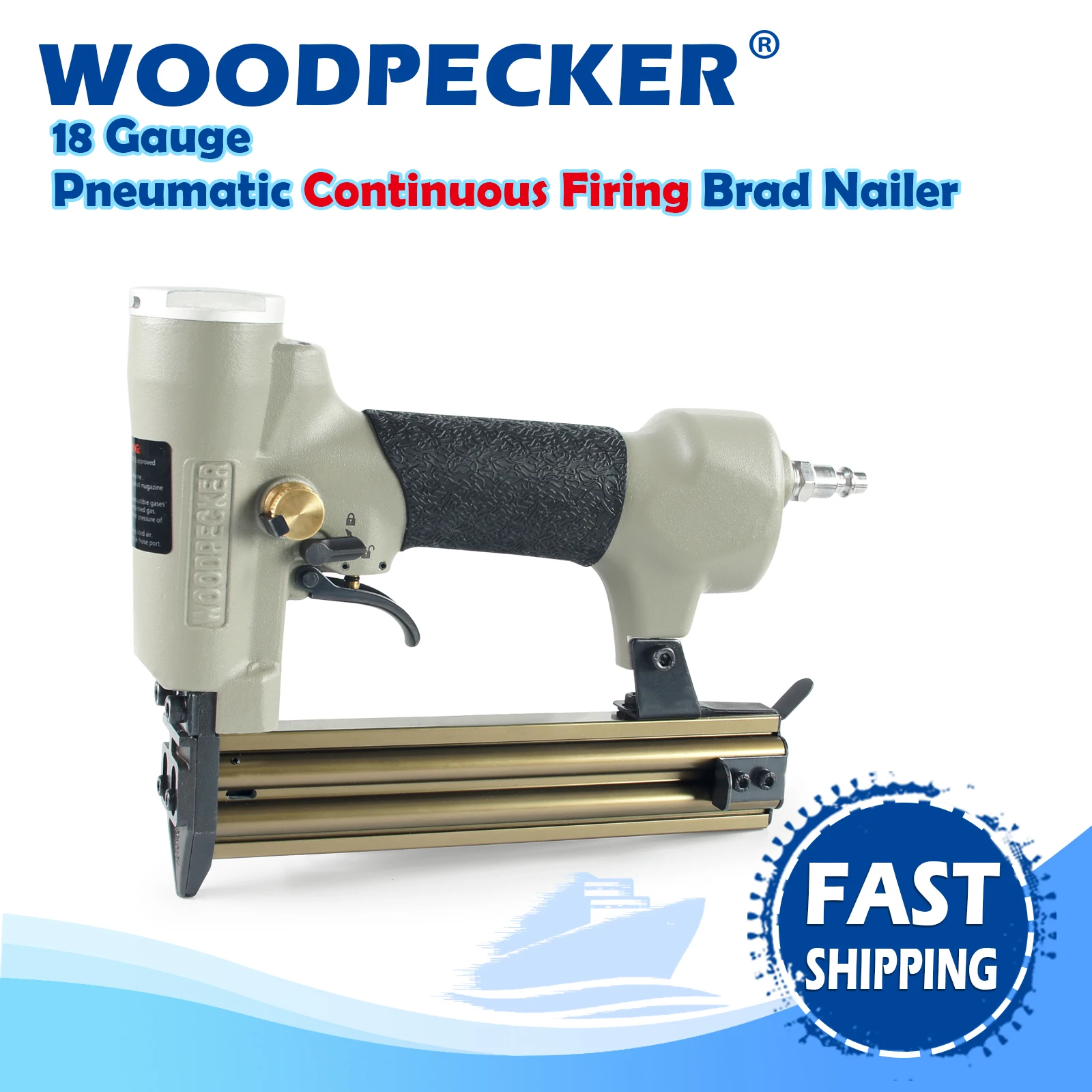 WOODPECKER F30S 18 Gauge Pneumatic Continuous Firing Brad Nailer, Air Power Compact Finish Nail Gun,10-30mm Nails, for Furniture