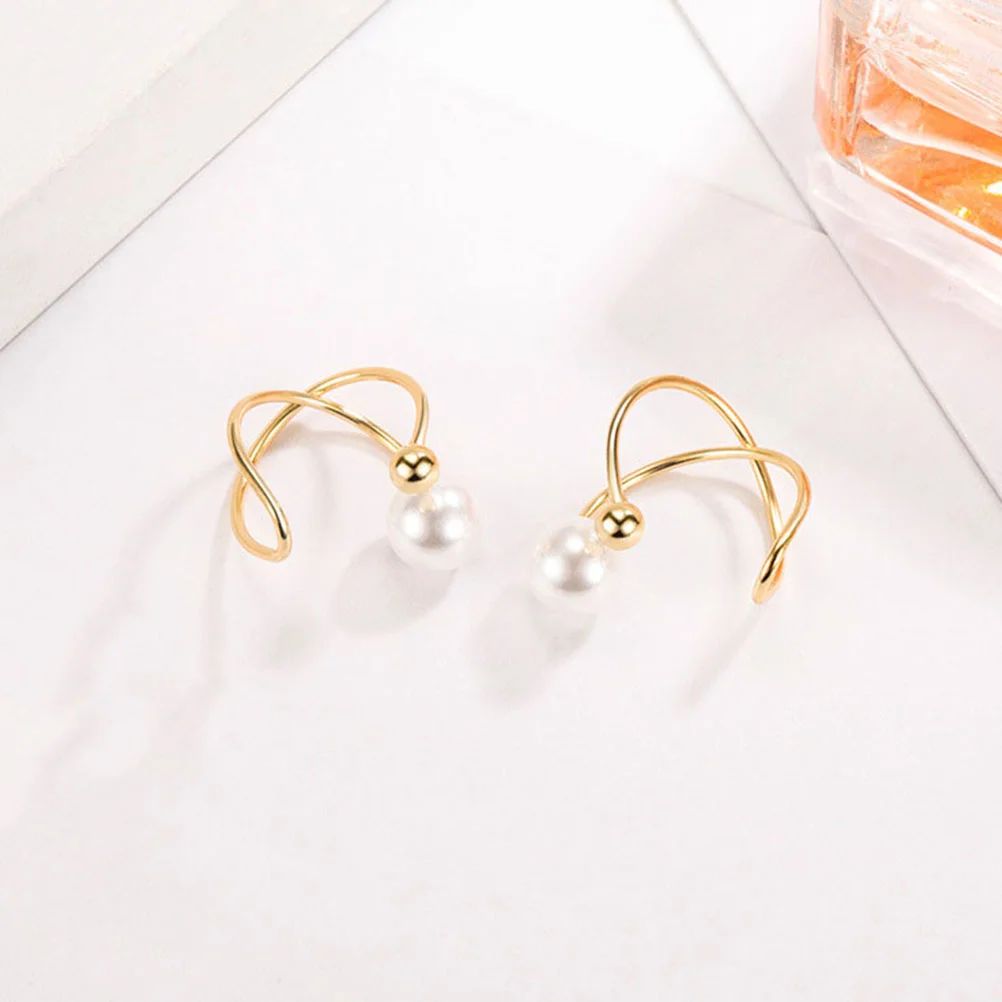 

1 Pair Women Ear Wrap Earrings Clip Earrings Clip On Wrap Earrings Clip On Pearl Earrings Pearl Ear Cuff