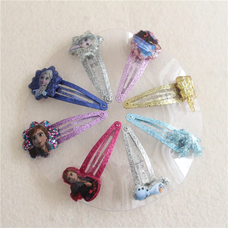 

8pcs Disney children hair accessories hesa elsa anna princess hair clip gift box 5 cm BB clip gifts for girls