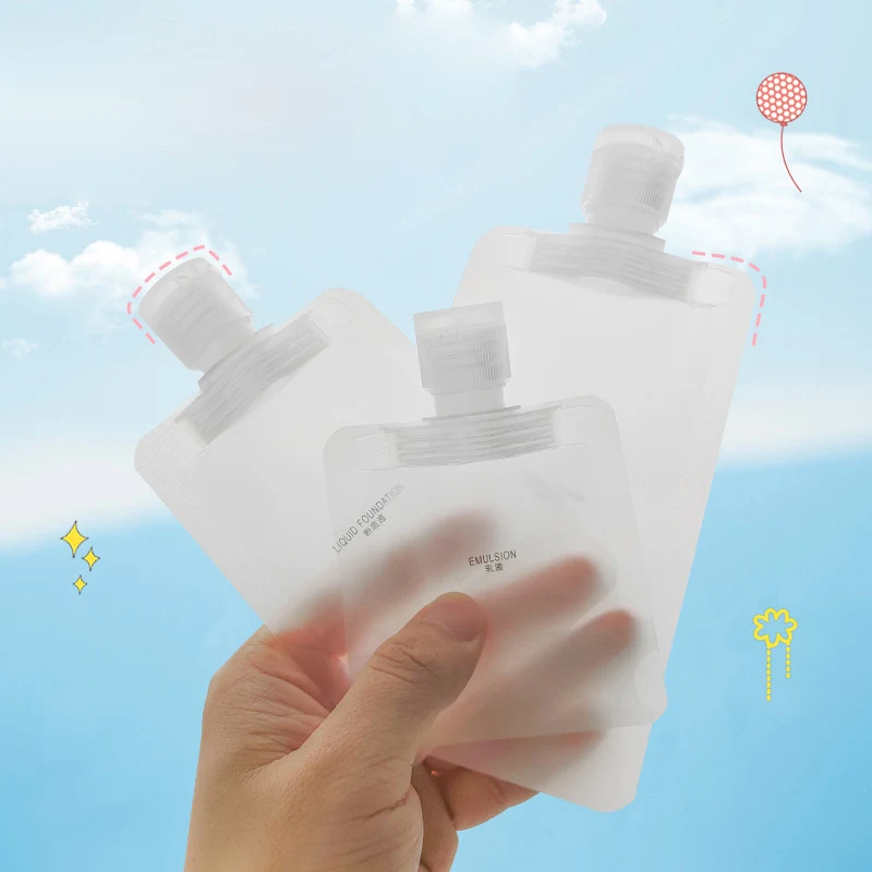 

5/10pcs Transparent Flip Cap Packaging Bag Plastic Stand Up Spout Pouch Portable Travel Fluid Makeup Packing Bag 30ml 50ml 100ml