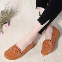 summer women flats women genuine leather shoes with low heels slip on casual flat shoes women loafers soft nurse ballerina shoes