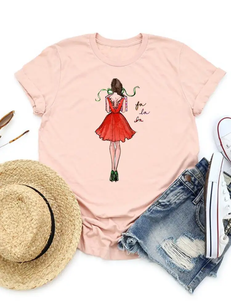 

Футболка женская с мультяшным принтом, милый топ с графическим рисунком, с новым годом 90-х, модная базовая одежда