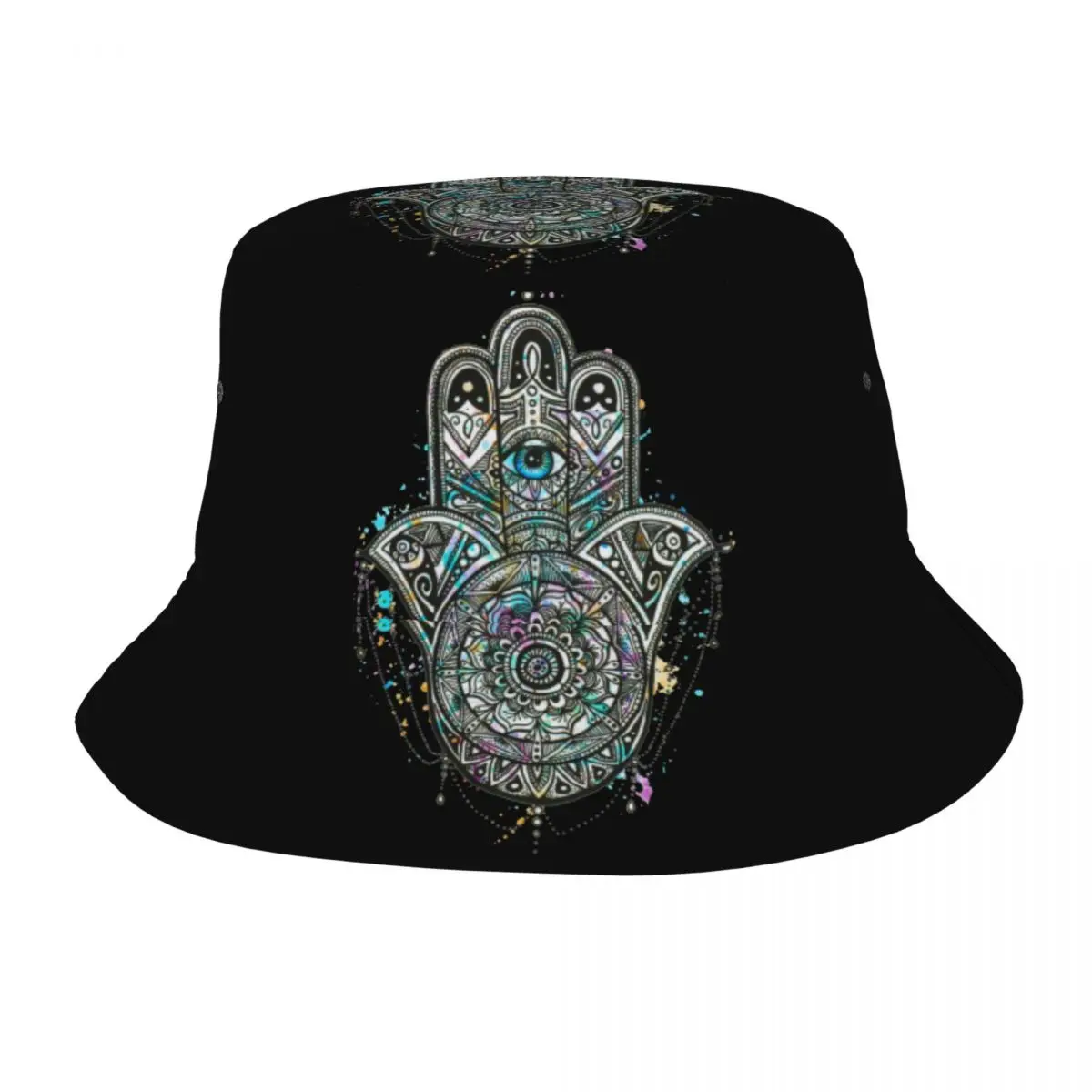 

Trendy Hand Of Fatima Psychedelic Bob Hats Unisex Foldable Outdoor Fishing Hat Summer Beach Hatwear