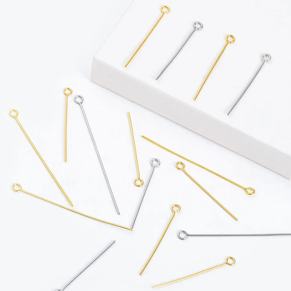 

100/50PCS Stainless Steel Flat Head Pins Head Pins Eye Pins For Jewelry Making Accessories Findings Wholesale