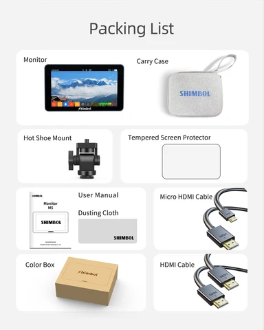 SHIMBOL M5 5.5" профессиональный накамерный монитор 3D LUT сенсорный экран 4K монитор 1200nit HDMI для прямой съемки на цифровую зеркальную камеру
