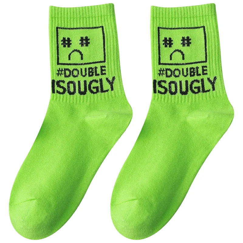 Men Sock Set 4 Pairs Cotton Socks Green Long Socks Funny Printed Socks Sports Socks Fashion Women Mid-tube Hosiery Free Shipping