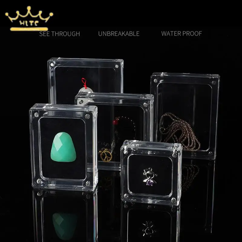 

Transparent Acrylic Jewelry Box Antioxidant Color Treasure Bare Stone Storage Box Magnet Ring Display Box